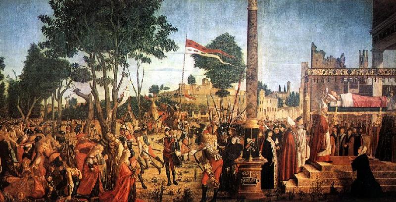 CARPACCIO, Vittore Martyrdom of the Pilgrims and the Funeral of St Ursula fg oil painting image